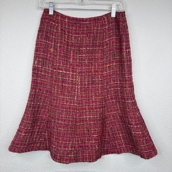 Tweed Burgundy Sz 4 Wool Blend Classic Fit Skirt Suit Acadamia Clueless Preppy - Picture 13 of 16